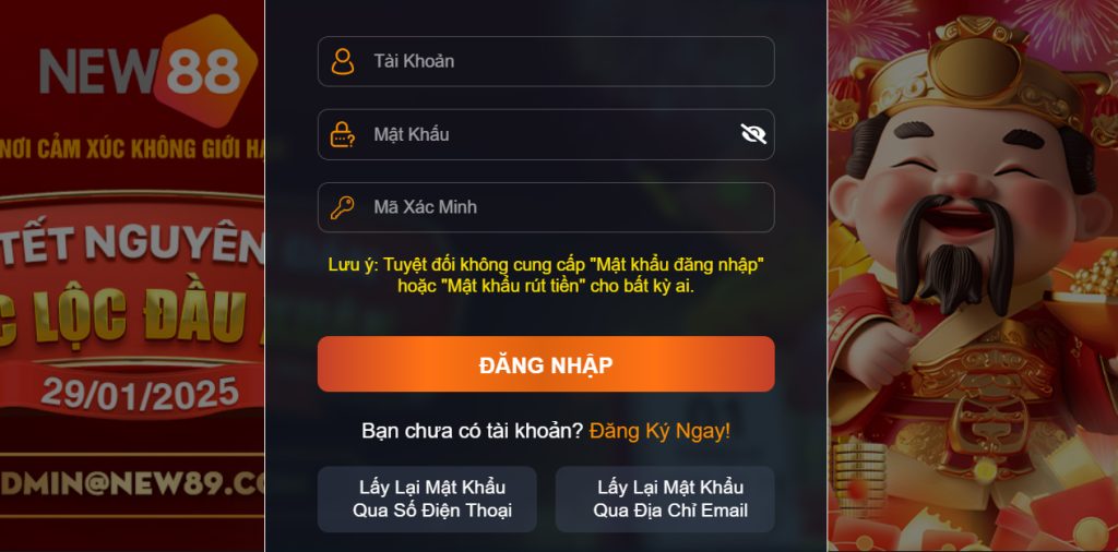 Hướng dẫn kh&ocirc;i phục mật khẩu NEW88