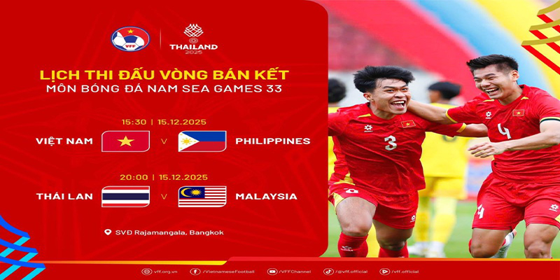 B&aacute;n kết SEA Games 33: U22 Việt Nam gặp U22 Philippines