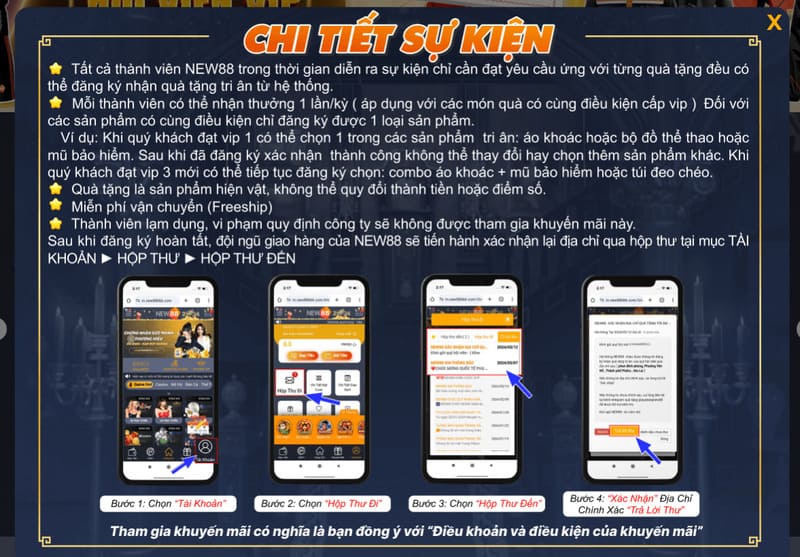 Th&ocirc;ng tin về sự kiện tặng qu&agrave; tri &acirc;n hội vi&ecirc;n NEW88 VIP